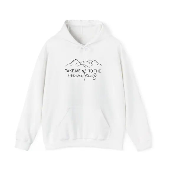 Take Me to the Mountains Minimal Sketch Hoodie, 50/50 Blend