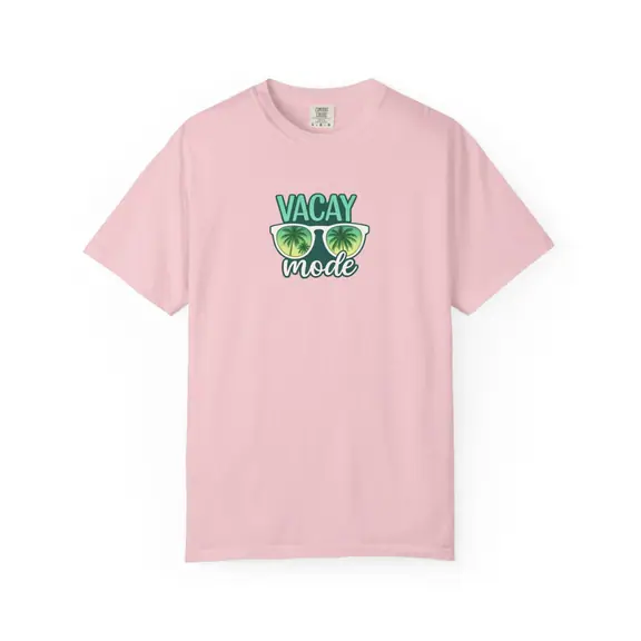 Vacay Mode Palm Tree Sunglasses Tee, Garment-Dyed Cotton