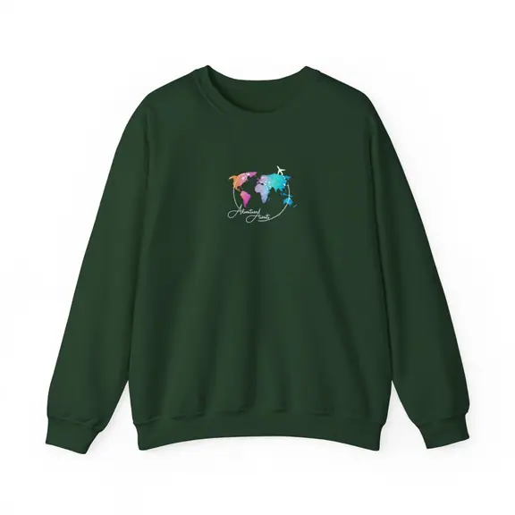 Watercolor World Map Crewneck Sweatshirt, 50/50 Blend