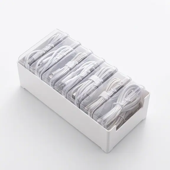 Compact Cable Organizer Box with Multiple Compartments