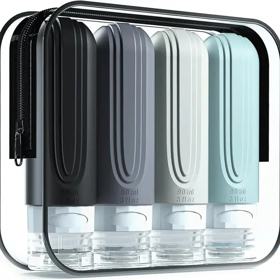 Squeezable BPA-Free Travel Bottles, Set of 4, Refillable