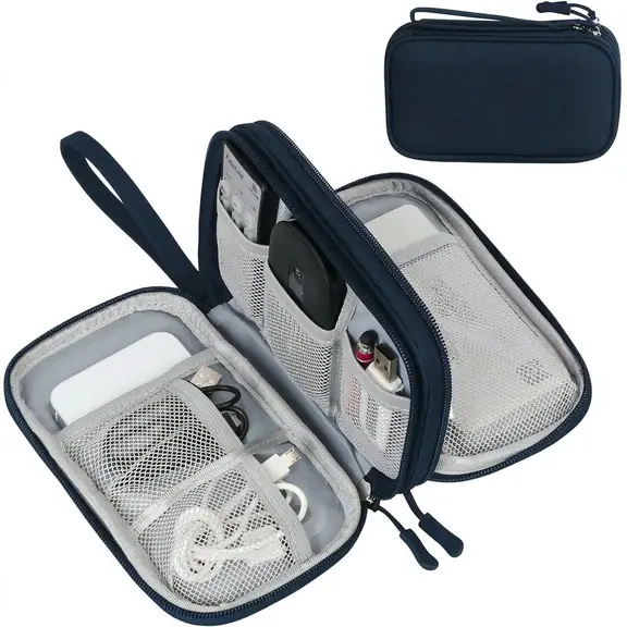 Double-Layer Electronics Organizer with EVA Hard Shell